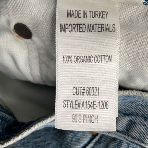 Agolde Blue 90's Pinch Waist High Rise Distressed Denim Straight Jeans Size 26 - Picture 10 of 11